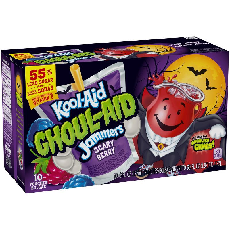 slide 2 of 10, Kool-Aid Ghoul-Aid Blackberry Juice Drinks - 10pk/6 fl oz Pouches, 10 ct; 6 fl oz