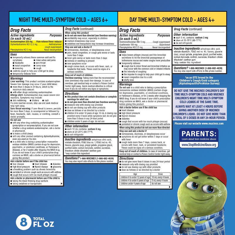 slide 3 of 10, Mucinex Children's Multi-Sympton Cold Medicine - Day & Night - Liquid - 4 fl oz/2ct, 2 ct; 4 fl oz