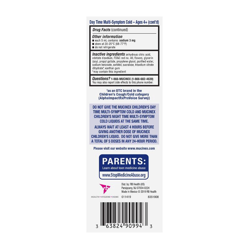 slide 8 of 10, Mucinex Children's Multi-Sympton Cold Medicine - Day & Night - Liquid - 4 fl oz/2ct, 2 ct; 4 fl oz