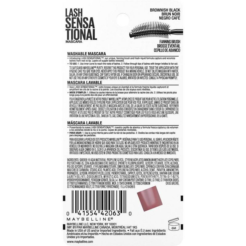 slide 9 of 9, Maybelline Lash Sensational Lengthening Mascara - Washable Brownish Black - 0.32 fl oz, 0.32 fl oz