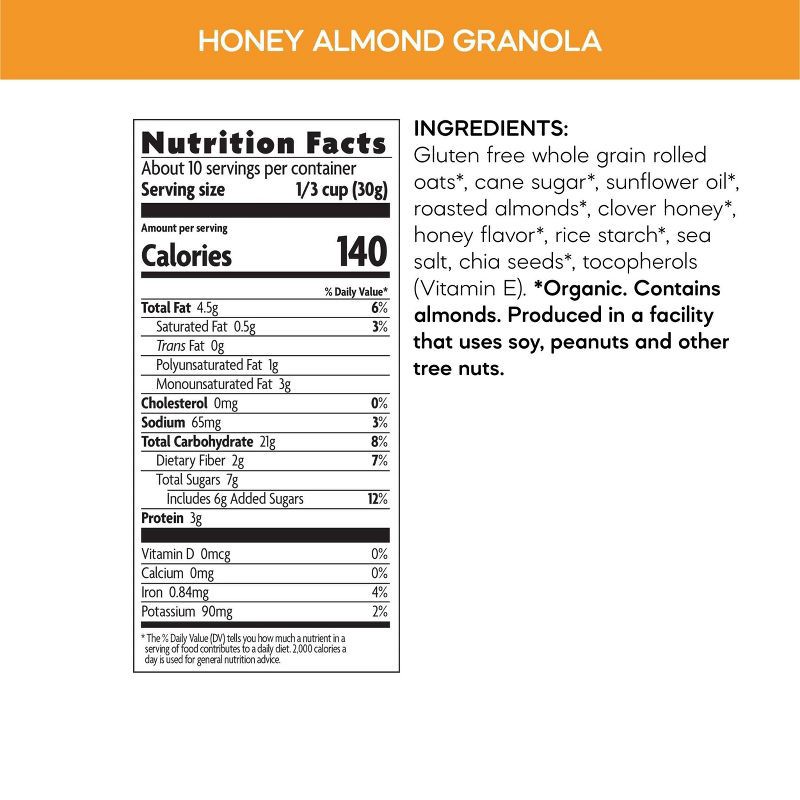 slide 6 of 6, Nature's Path Organic Gluten Free Honey Almond Granola - 11oz, 11 oz