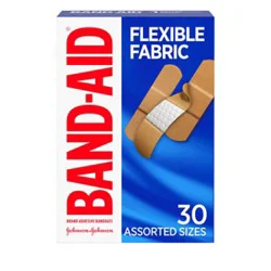 Band-Aid Brand Adhesive Bandages Flexible Fabric Assorted Sizes - 30 Count