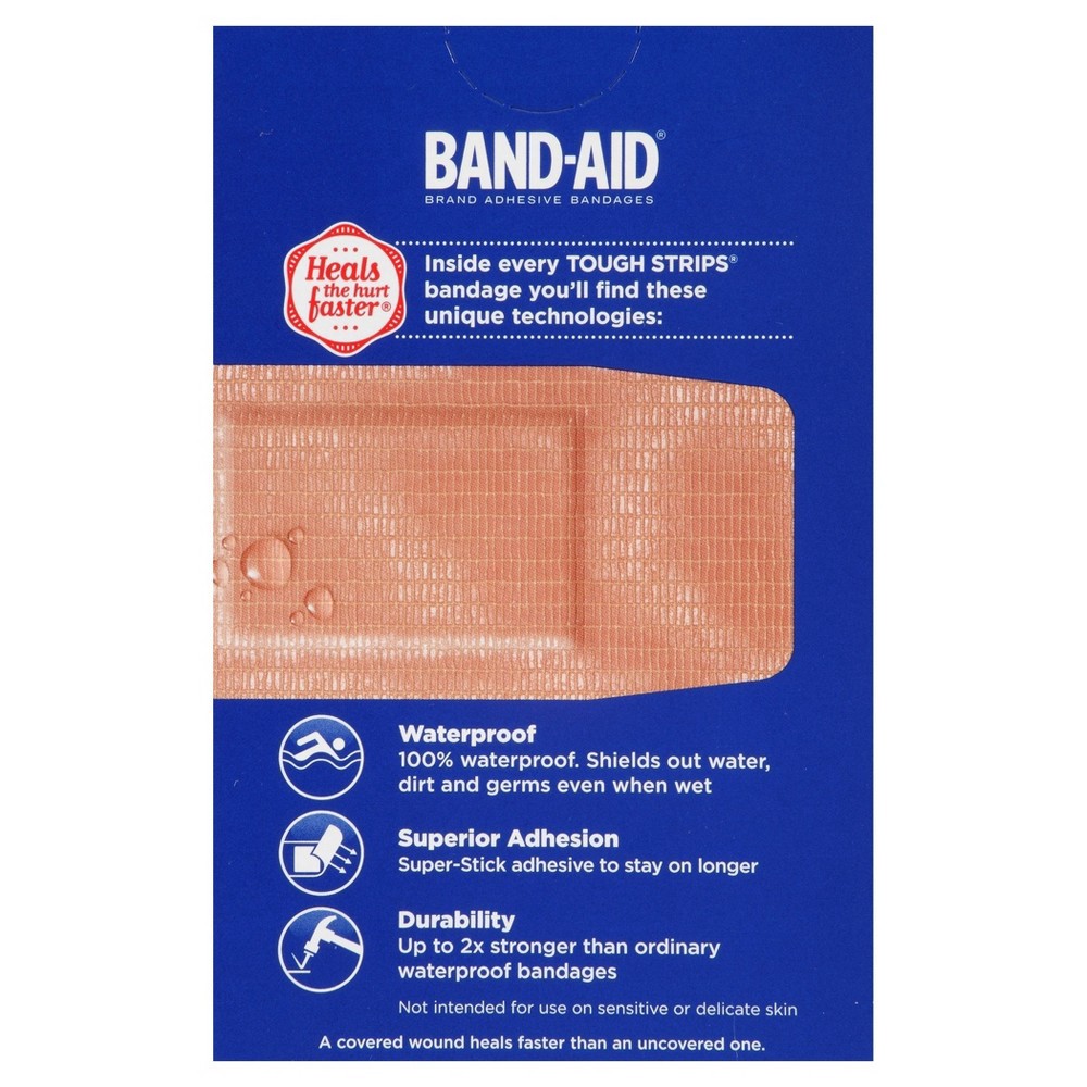 slide 2 of 6, BAND-AID Brand Adhesive Bandages Tough Strips Waterproof Extra Large - 10 Count, 10 ct