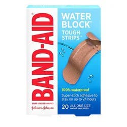 Band-Aid Brand Adhesive Bandages Tough Strips Waterproof All One Size - 20 Count