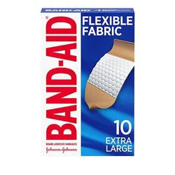 Band-Aid Brand Adhesive Bandages Flexible Fabric Extra Large Memory Weave Fabric - 10 Count
