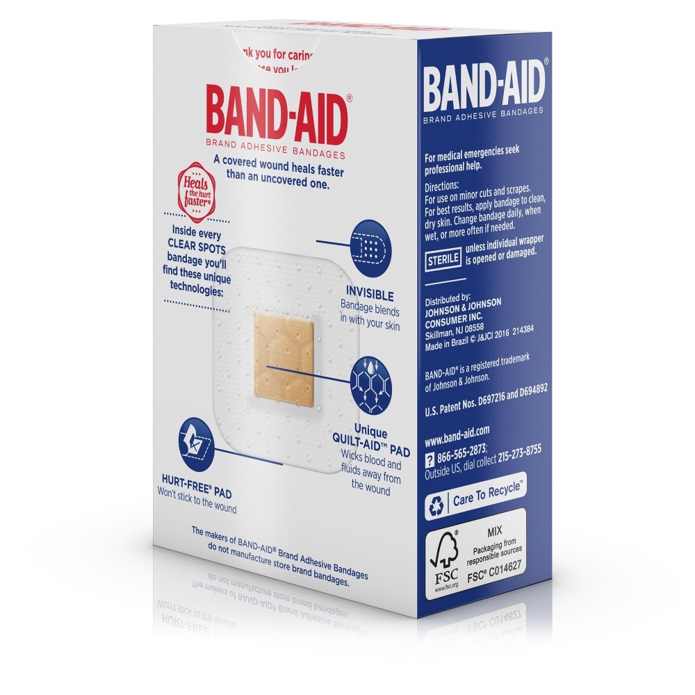 slide 4 of 8, BAND-AID Clear Spot Bandages, 50 ct