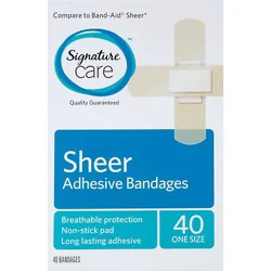 Signature Select/care Adhesive Bandages Sheer One Size - 40 Count