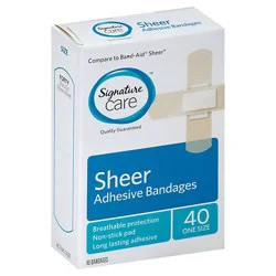Signature Select/care Adhesive Bandages Sheer One Size - 40 Count