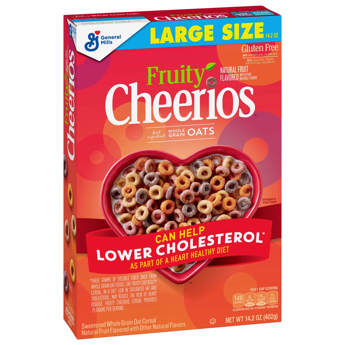 slide 7 of 9, Cheerios Fruity Cheerios Cereal, Heart Healthy Cereal, Made With 100% Whole Grain Oats, Large Size, 14.2 oz, 14.2 oz