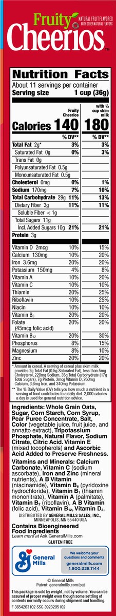 slide 4 of 9, Cheerios Fruity Cheerios Cereal, Heart Healthy Cereal, Made With 100% Whole Grain Oats, Large Size, 14.2 oz, 14.2 oz