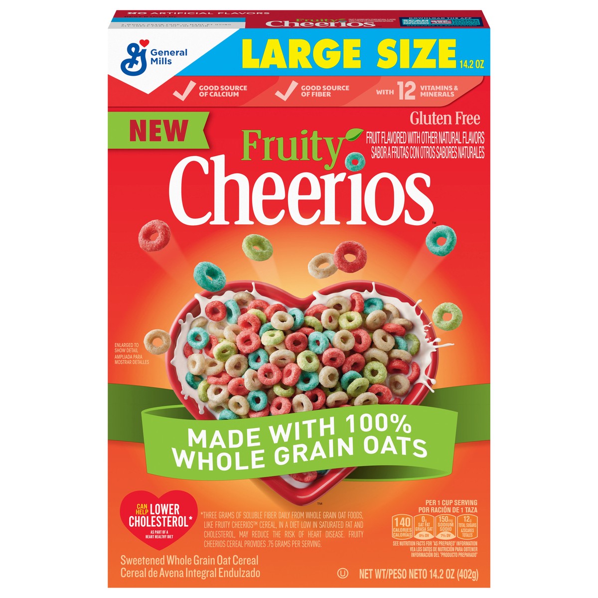 slide 1 of 9, Cheerios Fruity Cheerios Cereal, Heart Healthy Cereal, Made With 100% Whole Grain Oats, Large Size, 14.2 oz, 14.2 oz