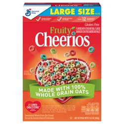 Fruity Cheerios, Heart Healthy Cereal with Whole Grain Oats, Gluten Free, Large Size, 14.2 oz