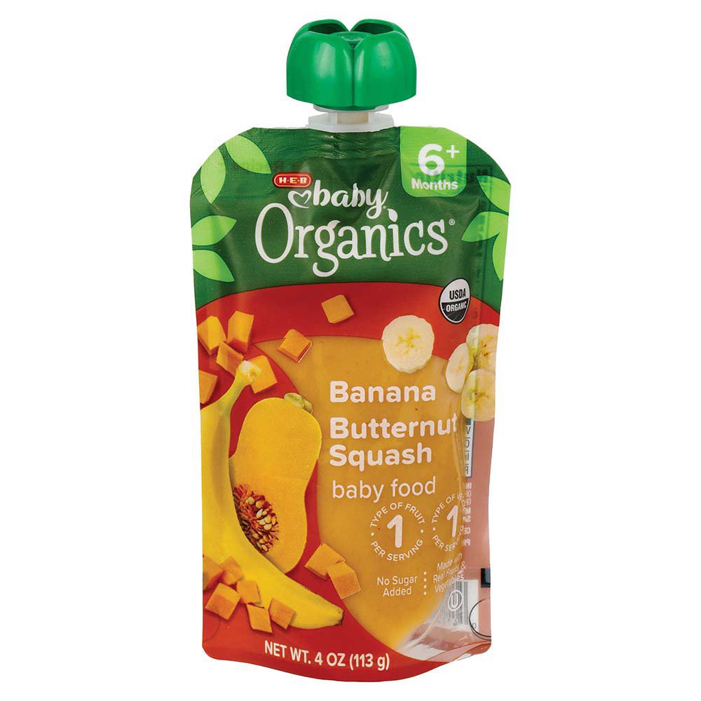 slide 1 of 1, H-E-B Baby Organics Food Pouch – Banana Butternut Squash, 4 oz