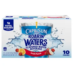 Capri Sun Roarin' Waters Fruit Punch Flavored with other natural flavor Water Beverage, 10 ct Box, 6 fl oz Drink Pouches