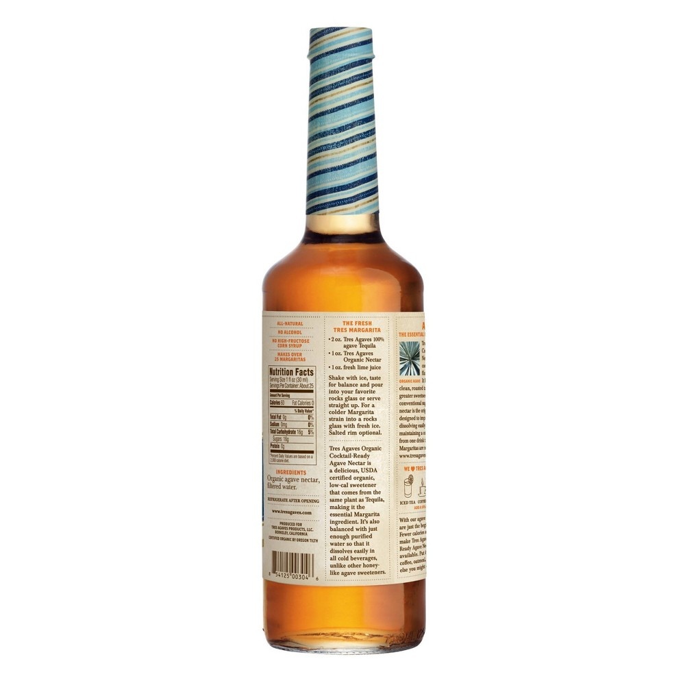 slide 4 of 5, Tres Agaves Organic Cocktail-Ready Agave Nectar Bottle, 375 ml