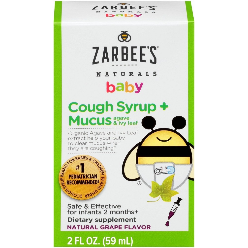 slide 2 of 9, Zarbee's Naturals Baby Cough Syrup & Mucus Reducer Liquid - Grape, 2 fl oz