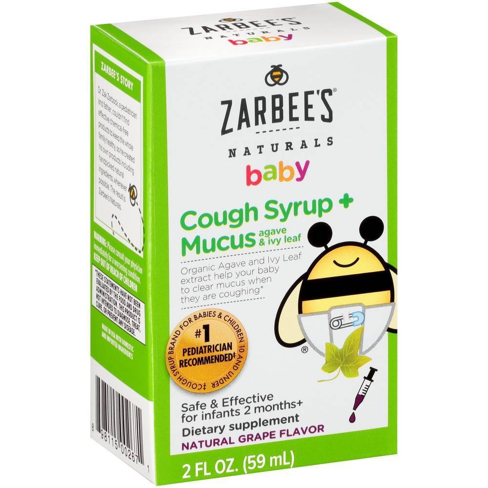 slide 3 of 9, Zarbee's Naturals Baby Cough Syrup & Mucus Reducer Liquid - Grape, 2 fl oz