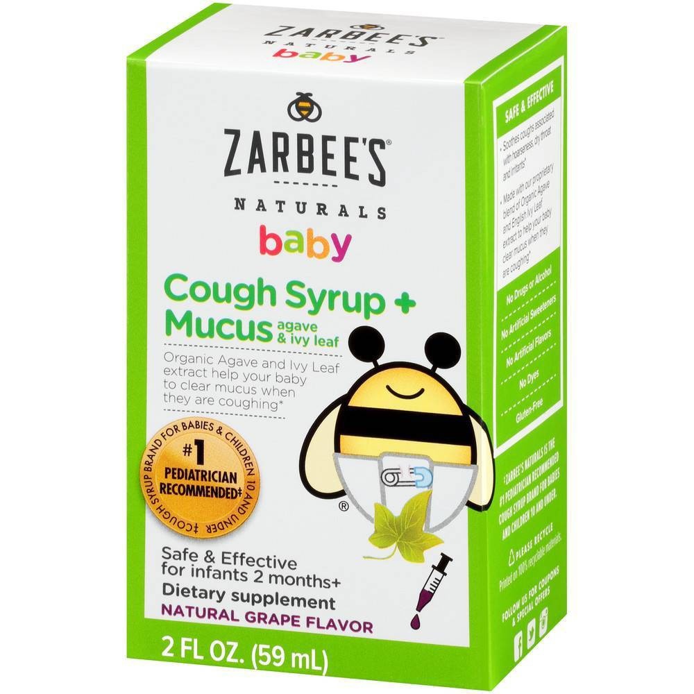 slide 4 of 9, Zarbee's Naturals Baby Cough Syrup & Mucus Reducer Liquid - Grape, 2 fl oz