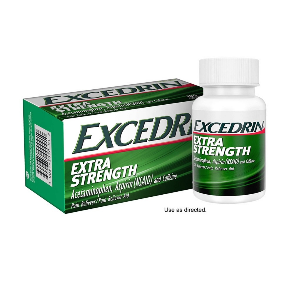 slide 2 of 6, Excedrin Extra Strength Pain Reliever Caplets - Acetaminophen/Aspirin (NSAID), 50 ct