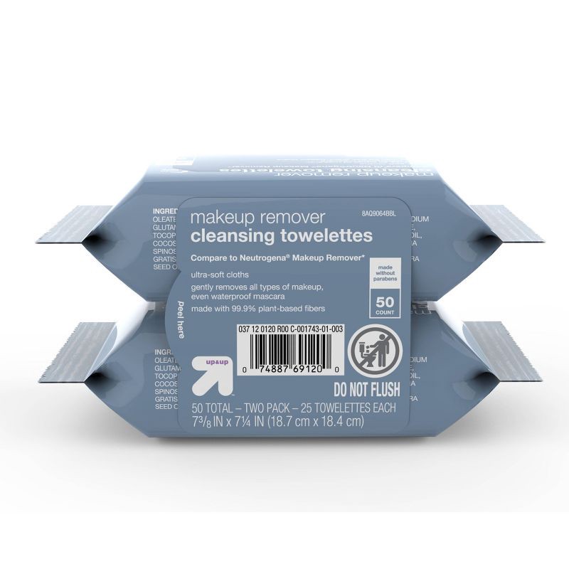 slide 3 of 7, Makeup Remover Facial Wipes - Scented - 50ct - up & up™, 50 ct