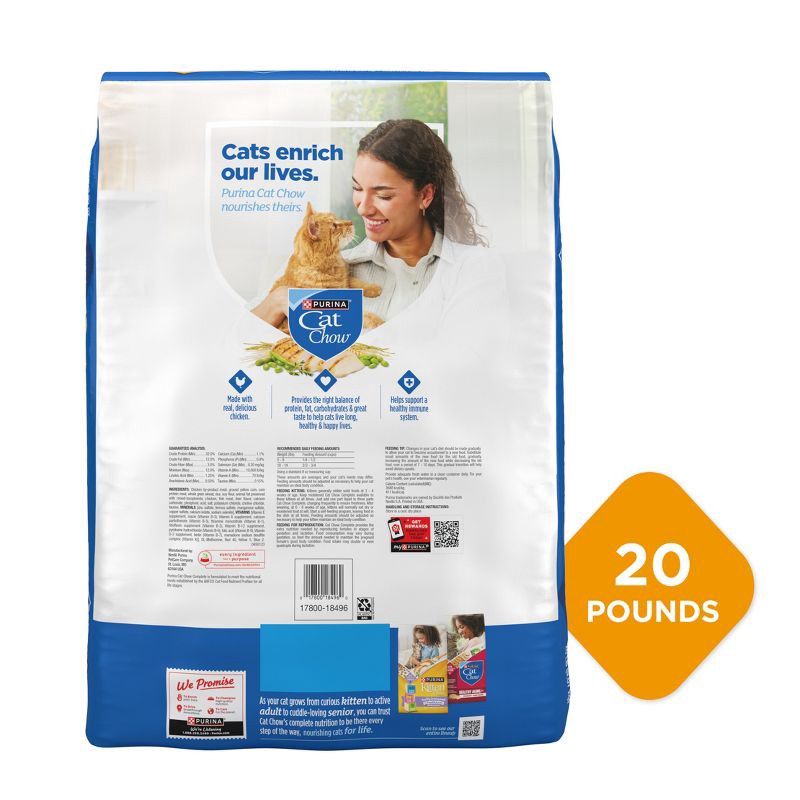 slide 11 of 13, Purina Cat Chow Complete Chicken Flavor Dry Cat Food - 20lbs, 20 lb