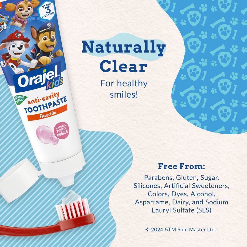 slide 5 of 10, Orajel Kids Paw Patrol Anticavity Fluoride Toothpaste - Fruity Bubble - 4.2oz, 4.2 oz