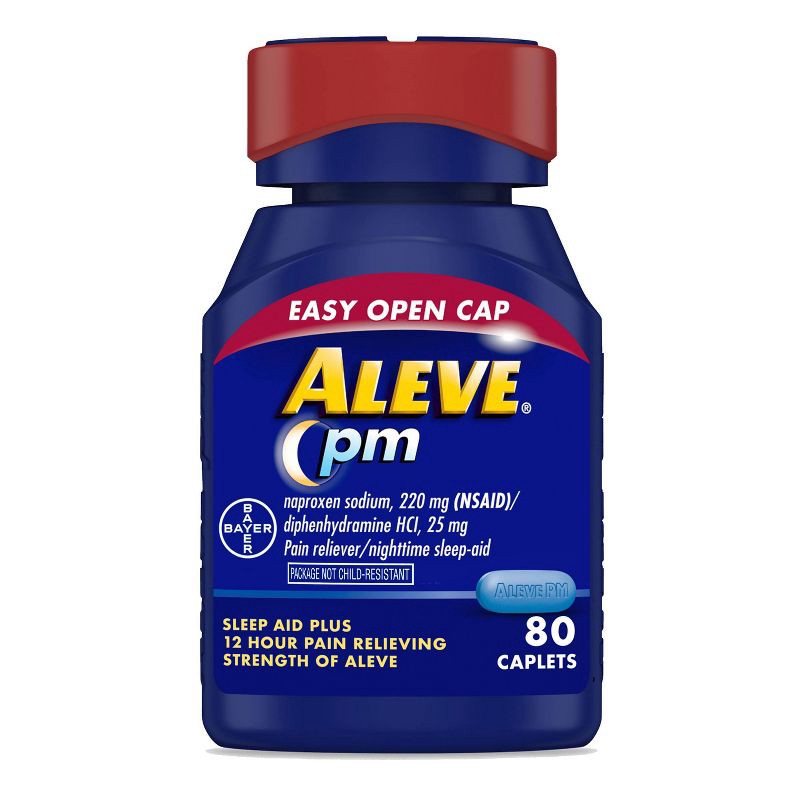 slide 1 of 1, Aleve PM Sleep Aid Plus Pain Reliever Caplets - Naproxen Sodium (NSAID) - 80ct, 80 ct