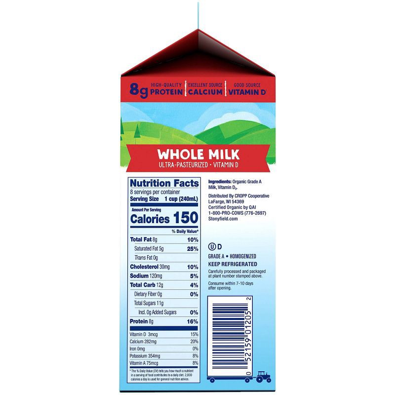 slide 2 of 5, Stonyfield Organic Whole Milk - 0.5gal, 1/2 gal