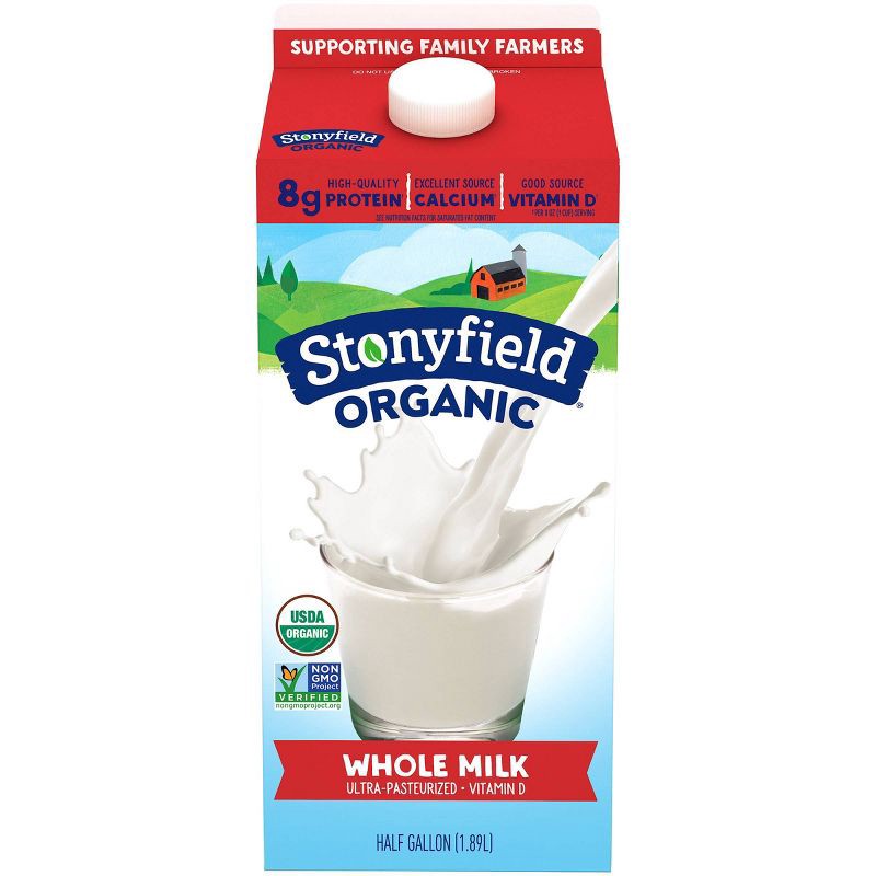 slide 1 of 5, Stonyfield Organic Whole Milk - 0.5gal, 1/2 gal