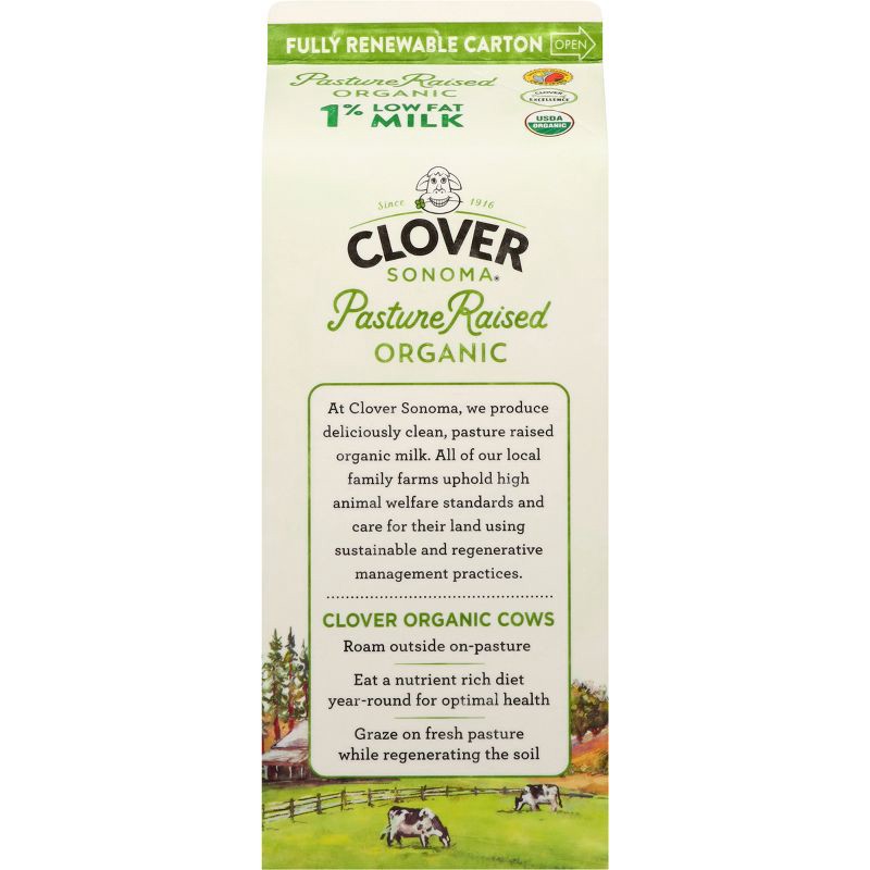 slide 7 of 7, Clover Sonoma Organic 1% Milk - 0.5gal, 1/2 gal