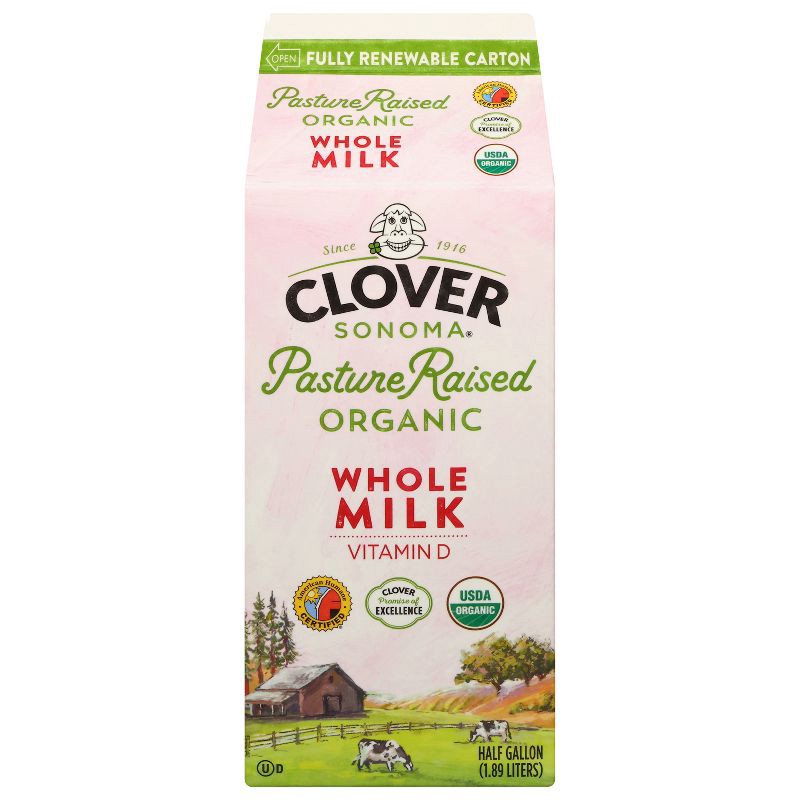 slide 2 of 2, Clover Sonoma Clover Organic Farms Milk - 0.5gal, 1/2 gal