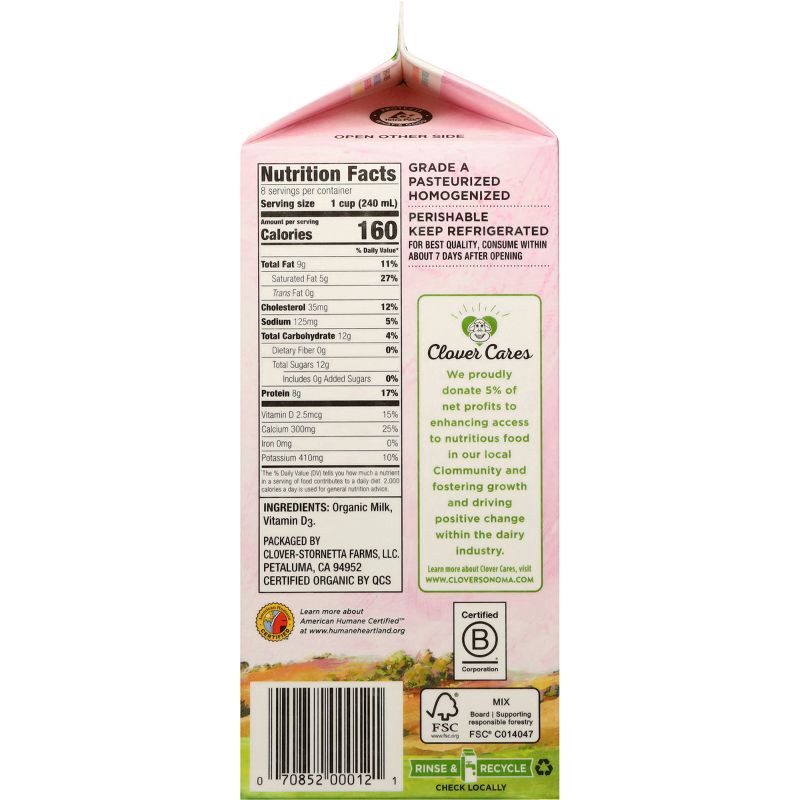 slide 6 of 7, Clover Sonoma Milk - 0.5gal, 1/2 gal