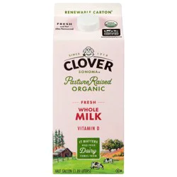 Clover Sonoma Fresh Organic Pastured Raised Whole Milk - 0.5gal