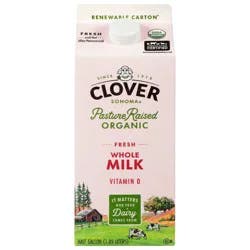 Clover Sonoma Fresh Organic Pastured Raised Whole Milk - 0.5gal