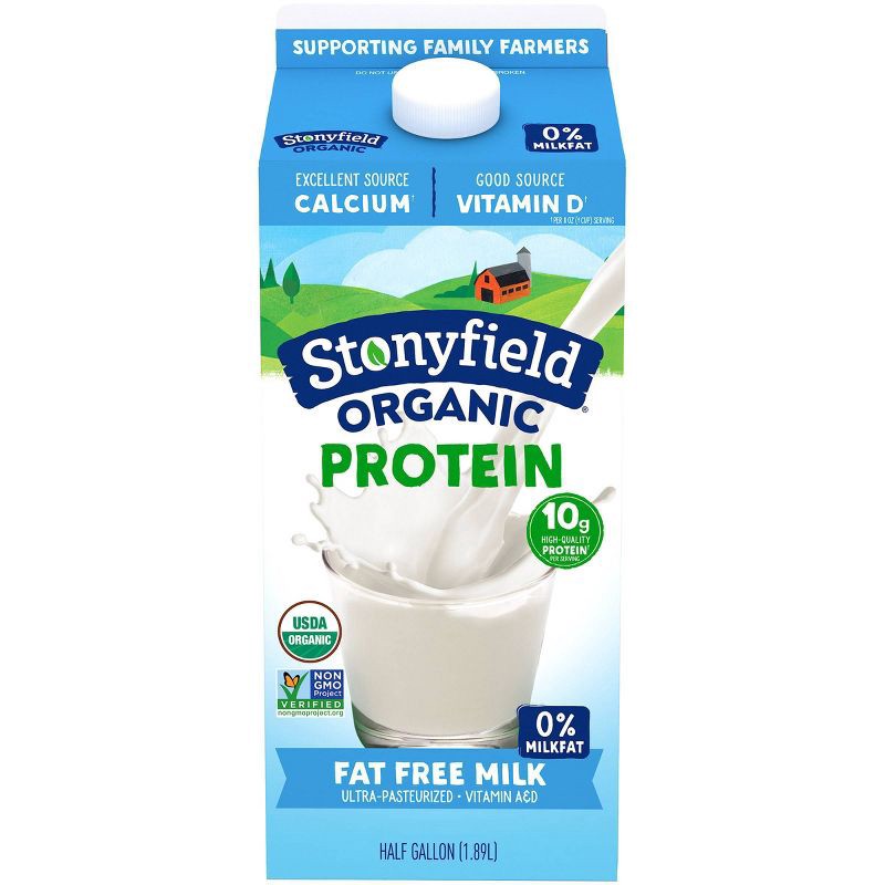 slide 1 of 5, Stonyfield Organic Skim Milk - 0.5gal, 1/2 gal