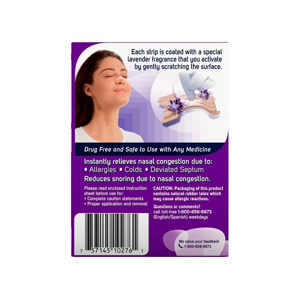 slide 2 of 5, Breathe Right Lavender Scented Drug-Free Nasal Strips for Congestion Relief - 26ct, 26 ct