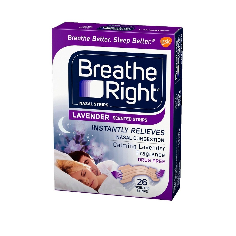 slide 3 of 5, Breathe Right Lavender Scented Drug-Free Nasal Strips for Congestion Relief - 26ct, 26 ct