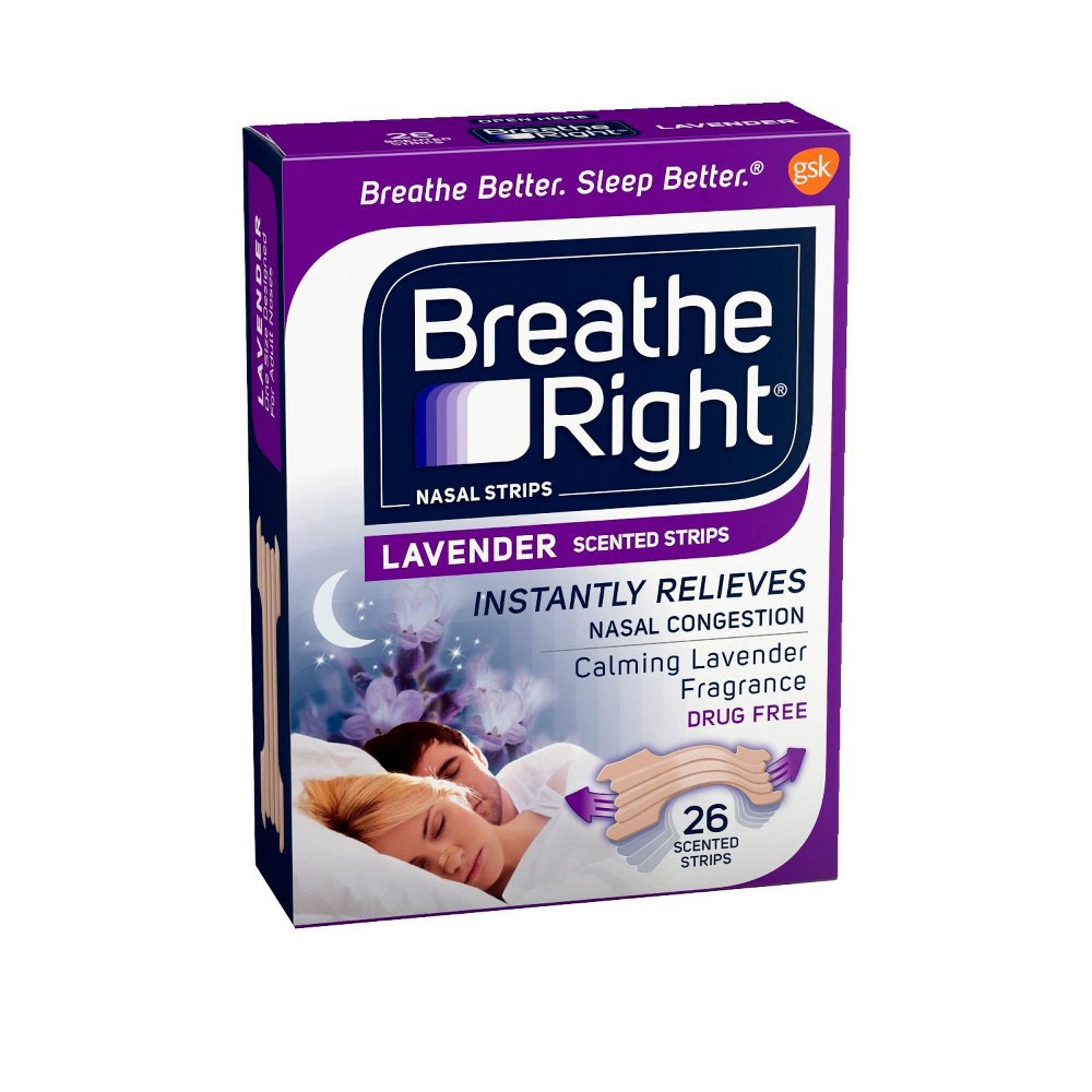 slide 4 of 5, Breathe Right Lavender Scented Drug-Free Nasal Strips for Congestion Relief - 26ct, 26 ct