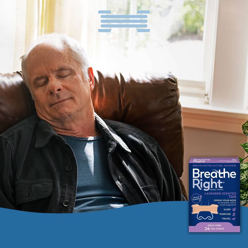 slide 5 of 6, Breathe Right Lavender Scented Drug-Free Nasal Strips for Congestion Relief - 26ct, 26 ct