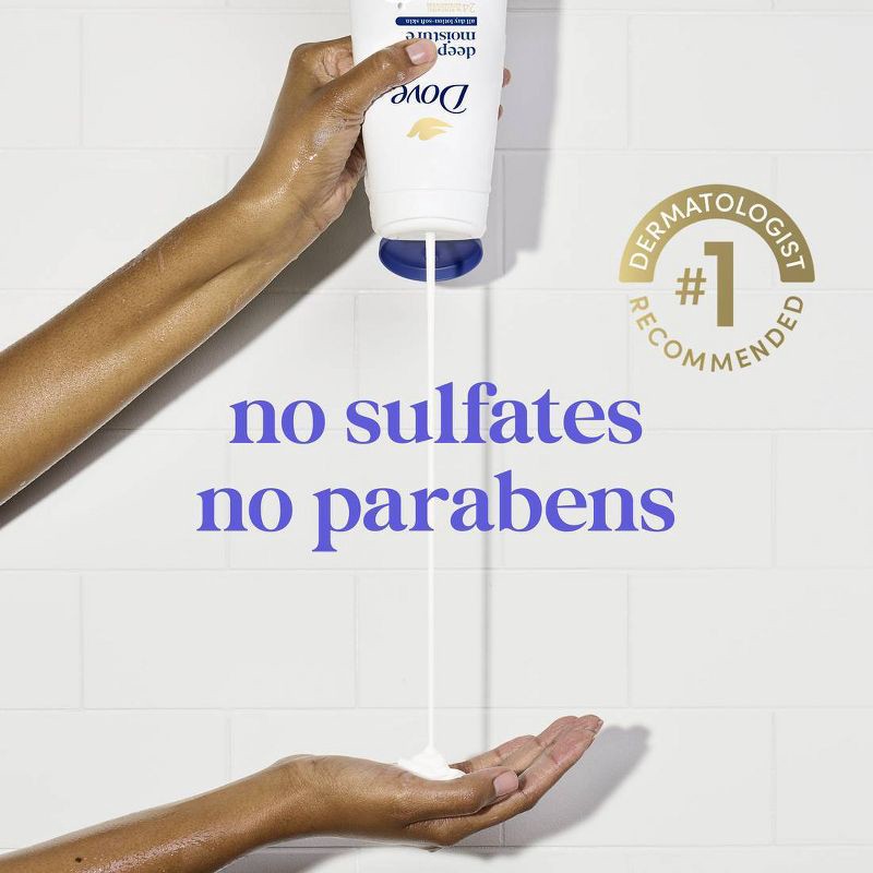 slide 5 of 12, Dove Beauty Deep Moisture Body Wash Nourishes the Driest Skin 24hr Lotion-Soft Skin - 30.6 fl oz, 30.6 fl oz