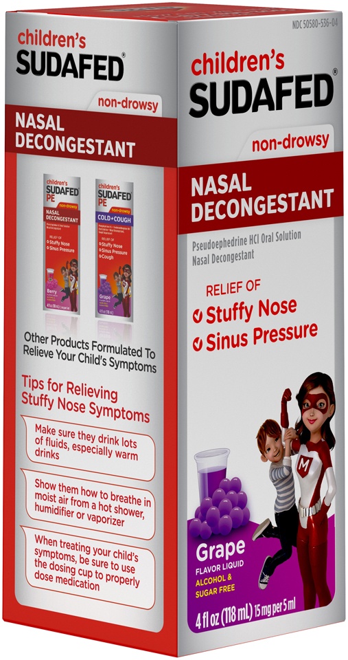 slide 2 of 6, Children's Sudafed Non-Drowsy Nasal Decongestant Grape Flavored Liquid, 4 fl oz