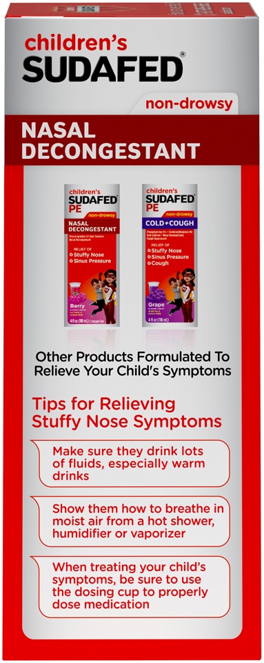 slide 4 of 6, Children's Sudafed Non-Drowsy Nasal Decongestant Grape Flavored Liquid, 4 fl oz