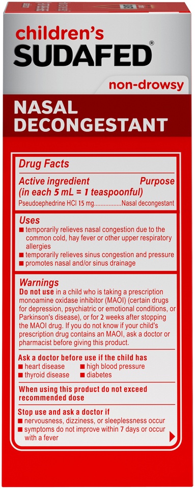 slide 5 of 6, Children's Sudafed Non-Drowsy Nasal Decongestant Grape Flavored Liquid, 4 fl oz