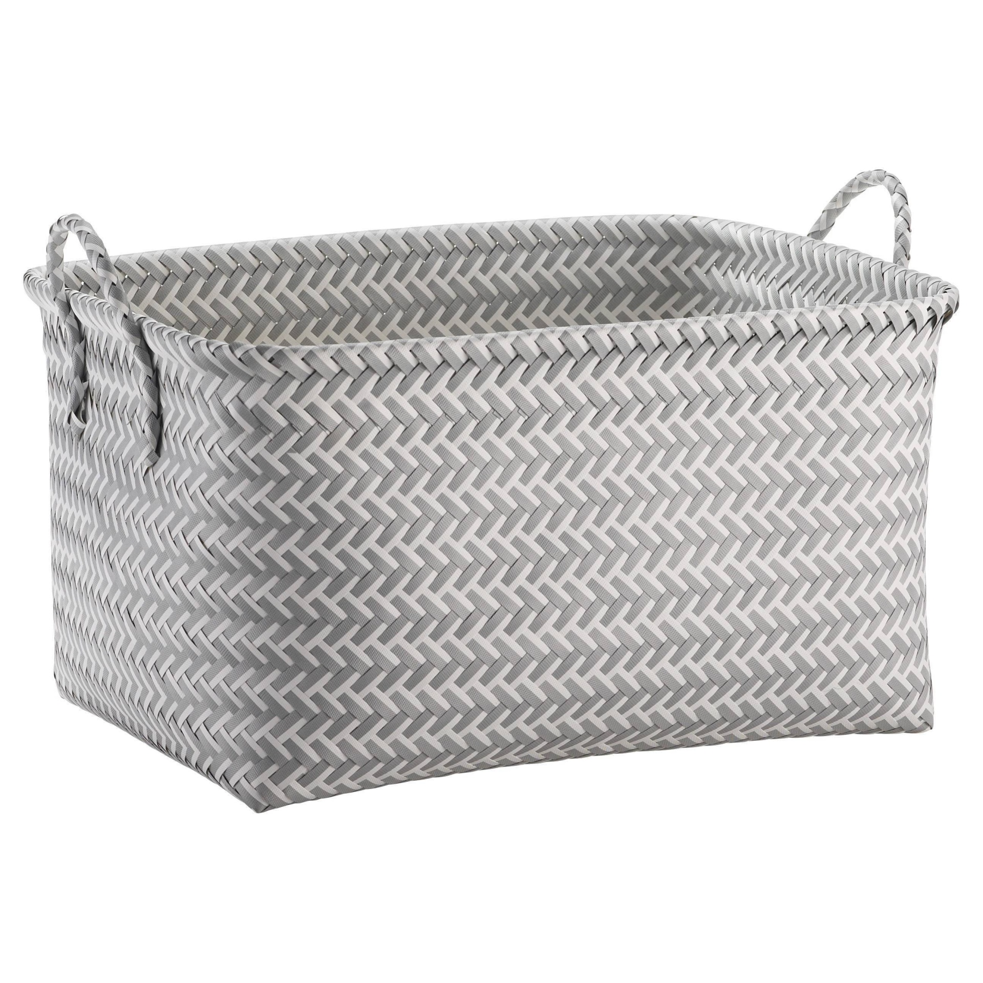 Large Woven Rectangular Storage Basket Gray/White Room Essentials Shipt