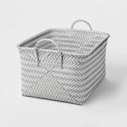 Large Woven Rectangular Storage Basket Gray/White - Brightroom