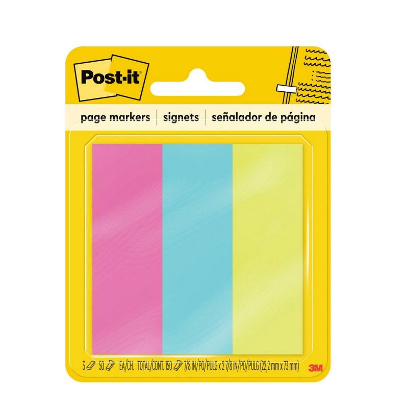 slide 1 of 8, Post-it 150ct Page Markers 50 Sheets/Color - Fireball, Fuscia, Neon Green, Aqua Wave, 150 ct, 50 sheets