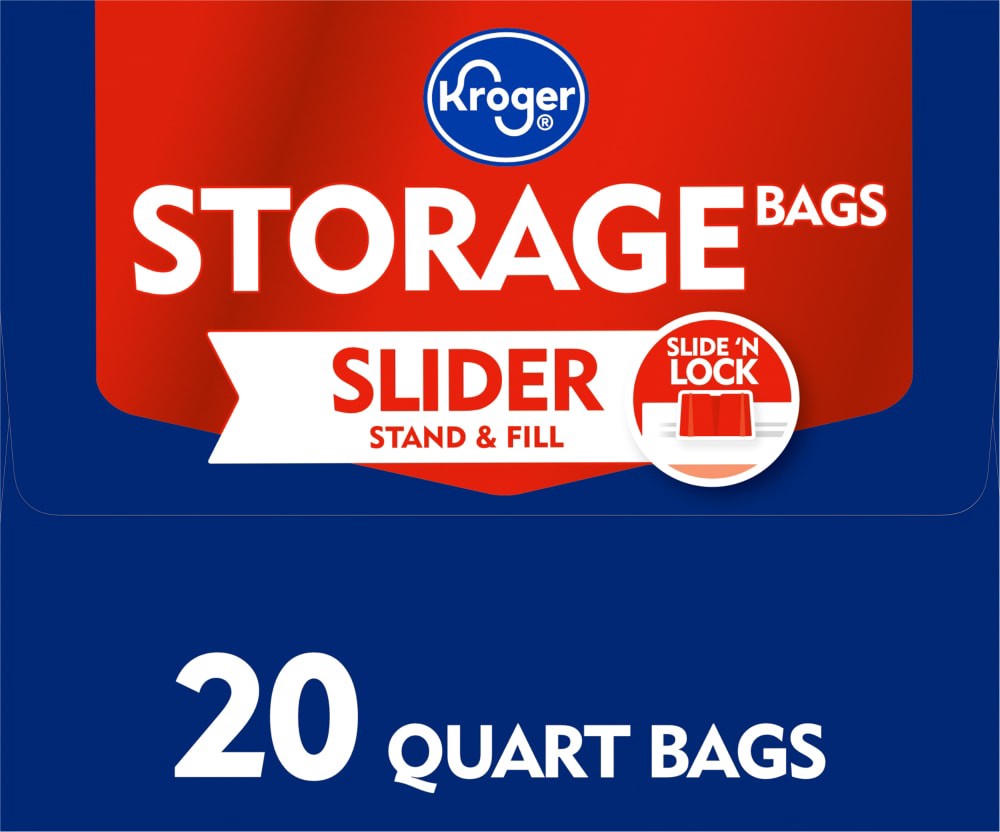 slide 4 of 4, Kroger Stand & Fill Quart Slider Storage Bag, 20 ct