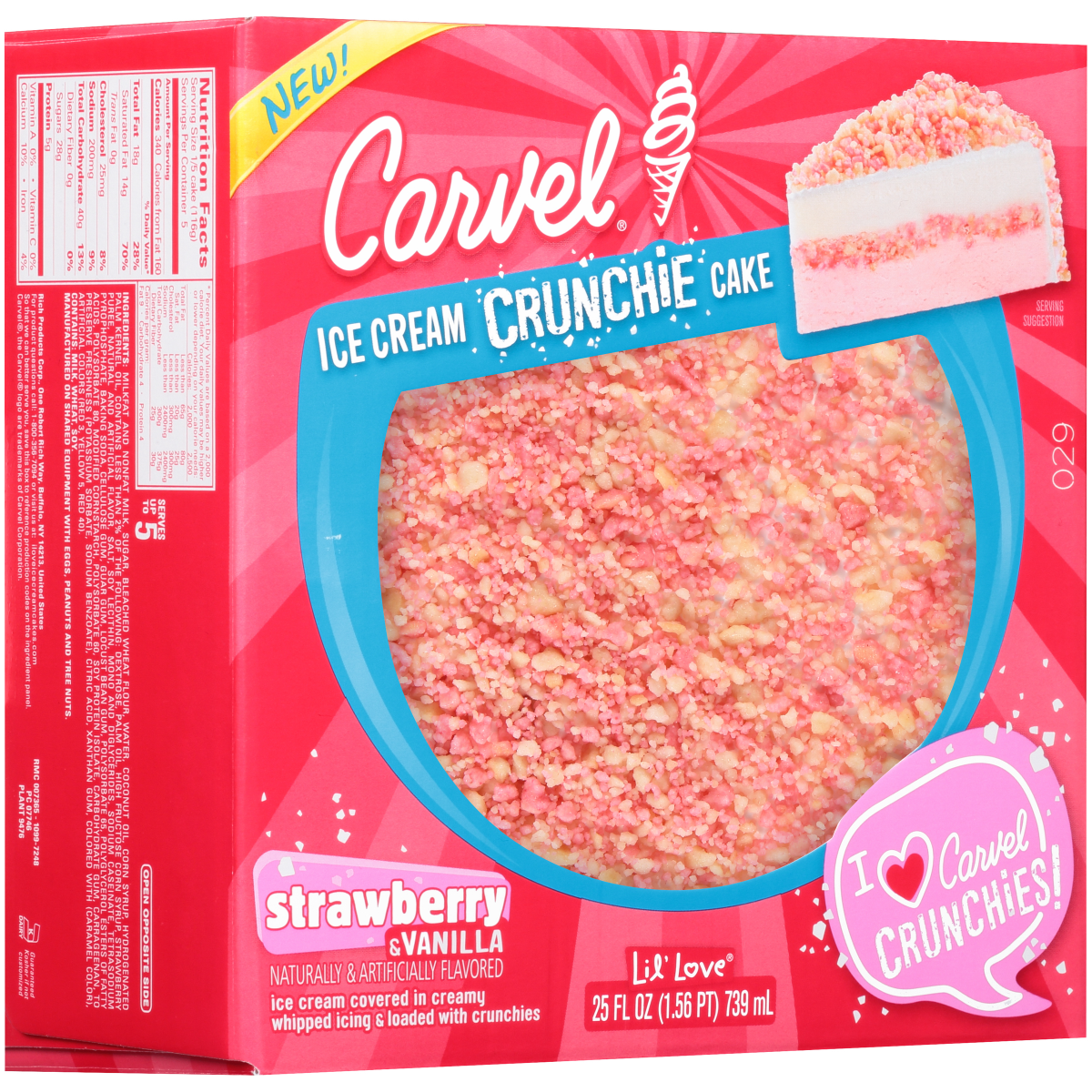 slide 1 of 13, Carvel Strawberry Crunchie Ice Cream Cake 25 oz., 25 oz