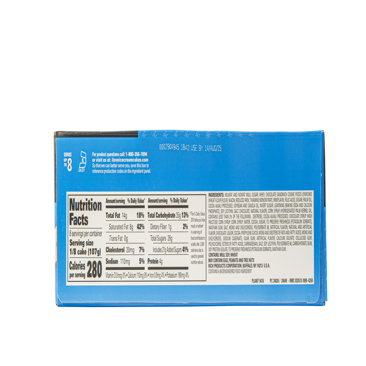 slide 2 of 2, 8" Cookies & Crème Ice Cream Cake, 46 fl oz