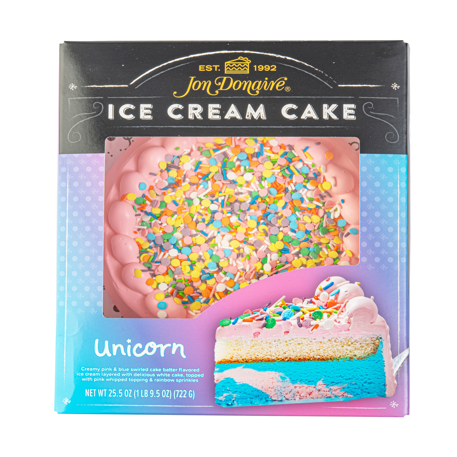 slide 1 of 2, 8" Unicorn Ice Cream Cake, 25.5 oz